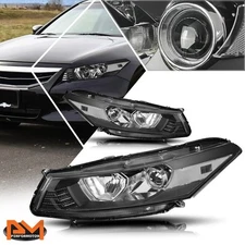 For 08-12 Honda Accord Coupe Projector Headlight/Lamp Black Housing Clear Side