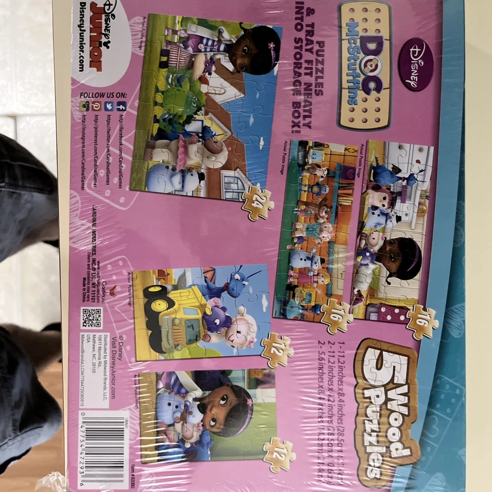 NIP Disney Doc McStuffins  5 Wood Puzzles w/ Storage Box - Image 2 of 4