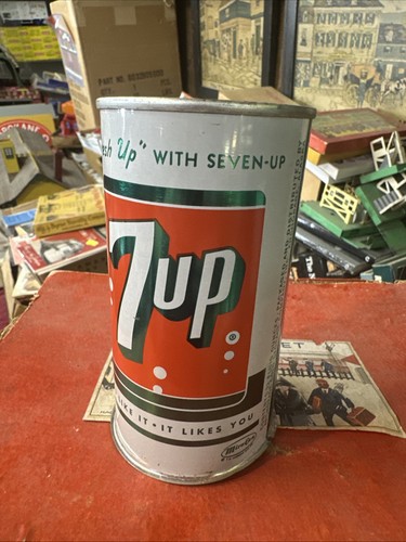 7 Up SODA Pop Can w/ PULL TAB Top INTACK ANCHORAGE ALASKA IT LIKES YOU No Bottom - Picture 2 of 7