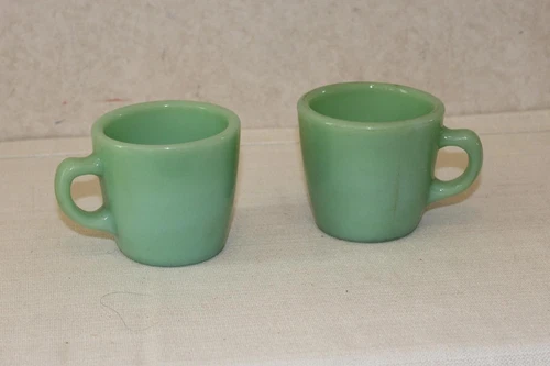 Vintage Fire King Jadeite Heavy Coffee Cups - Set of 2