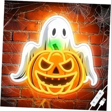 Spooky Glow Halloween Neon Signs for Wall Decor - Ghost & Led Neon Pumpkin