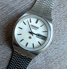 Orient Quartz Men's Watch 36mm Stainless SteelDay-Date Vintage Japan