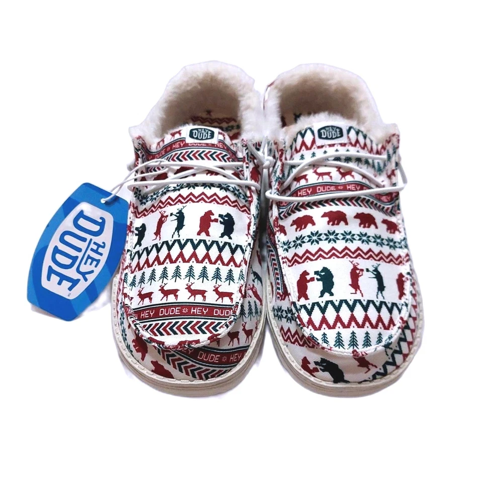 NUEVOS ZAPATOS DIFUSOS HEY DUDE WENDY HOLIDAY CHEERS BLANCOS ROJOS PARA MUJER 10 Foto 3 de 4