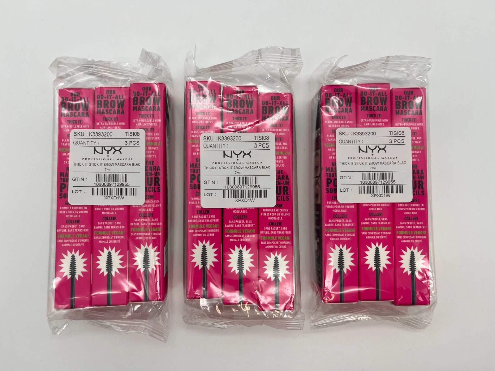 9x NYX PROFESSIONAL MAKEUP THICK IT. STICK IT! BROW MASCARA TISI08 BLACK MR 658