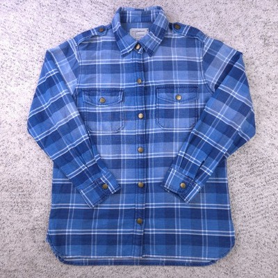 Current Elliott Perfect Shirt Womens Size 2 Reflektor Plaid Blue Long Sleeve GUC