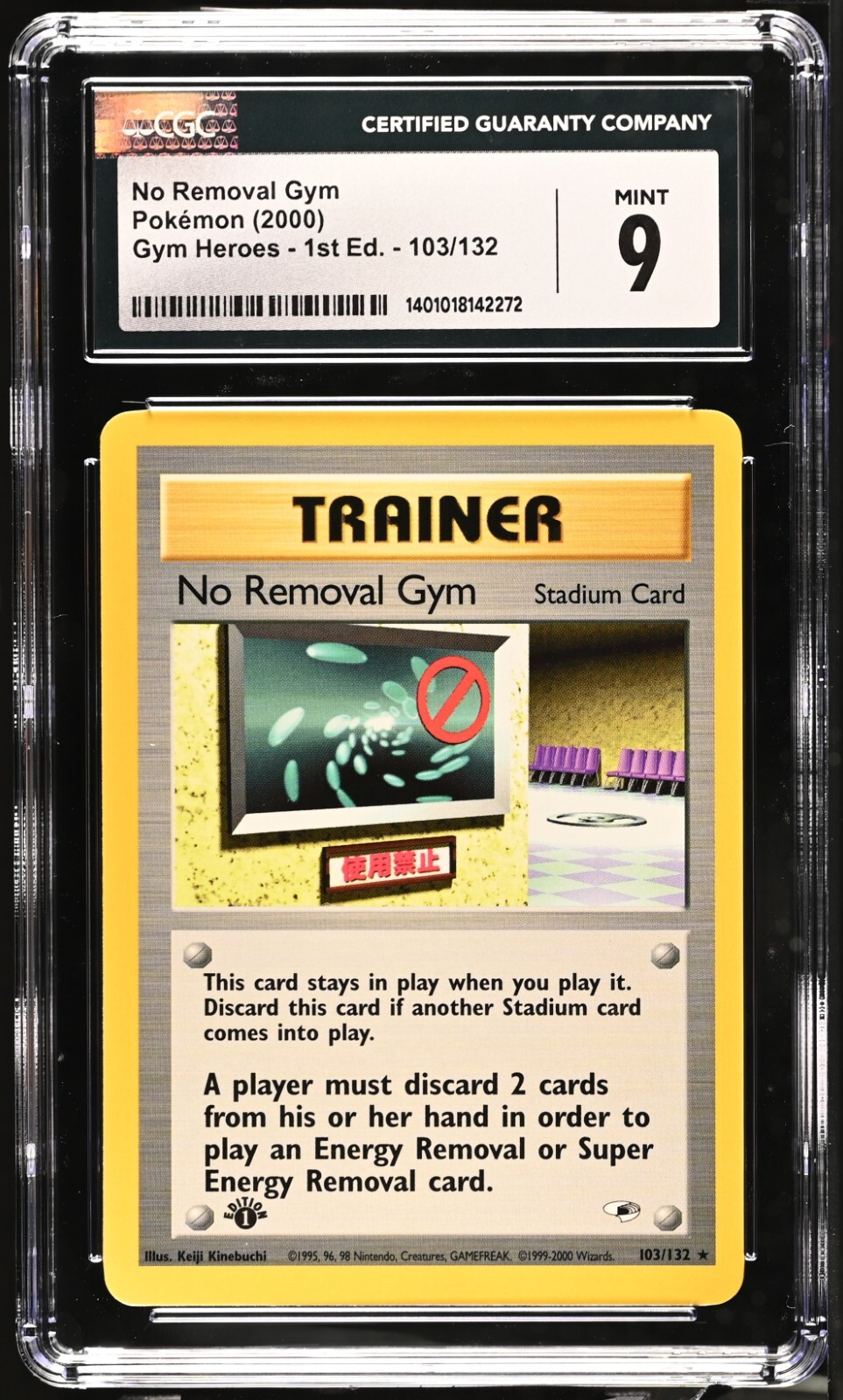 CGC 9 No Removal Gym 103/132 1st Edition Gym Heroes 2000 Pokemon Card