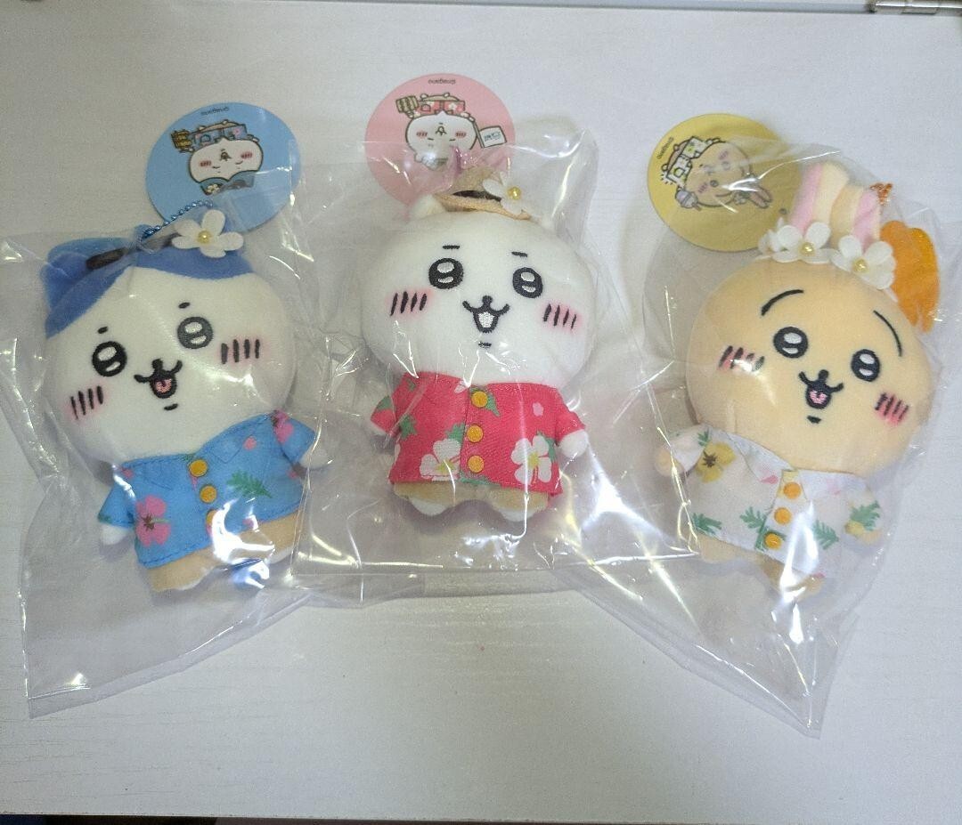 Chiikawa SET 3 Travel Mascot Plush Hachiware Rabbit Wanna go on a