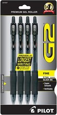 G2 Premium Refillable Retractable Rolling Ball Gel Pens, Fine Point, Black Ink
