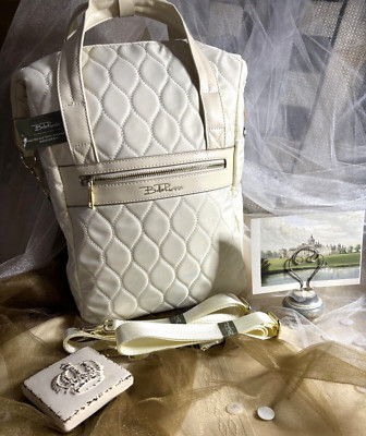Minimalist Bridal Trending Cream Bella Russo Quilted Tote/Backpack/Shoulder Bag