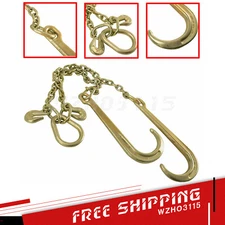 Tow Chain J-Hooks V-Chain Flatbed Truck Rollback Wrecker Carrier 5/16" X 2' G70