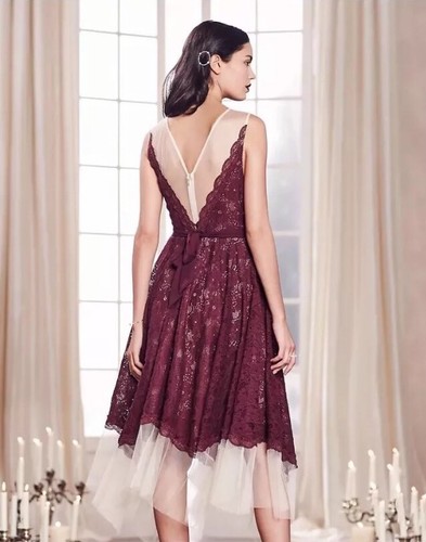 LC LAUREN CONRAD Midi DRESS Size 2 (EXTRA SMALL) New SHIP FREE Lace Tulle Runway - Picture 3 of 5