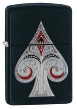 Zippo Windproof Lighter With Ace Of Spades Emblem Attached, 29491, New In Box