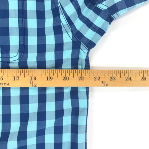 Camicia barbecue Duluth Trading uomo M blu cotone a quadretti 1 tasca manica corta - Foto 5 di 6