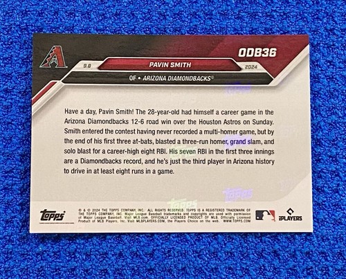 Gold Parallel AZ Diamondbacks PAVIN SMITH 3-HR, 8-RBI Performance 2024 TN#ODB36 - 第 2/5 張圖片