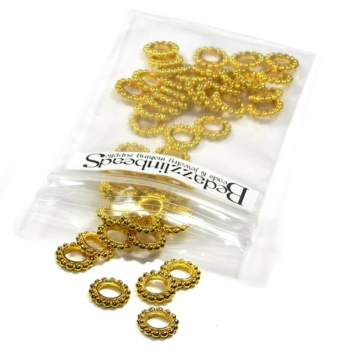 50 European Beaded Rondelle 9mm x 2mm Flat Round Disc Spacer Beads with Big Hole - Picture 3 of 4