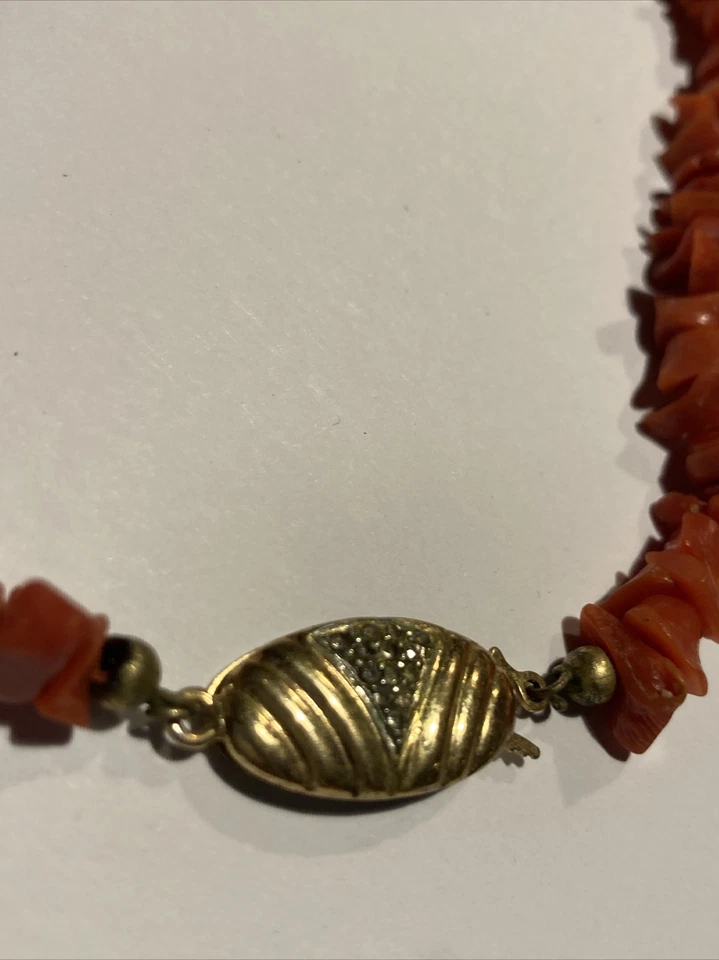 Collana Corallo Argento Vintage Girocollo Anni ‘70 Donna Woman 30 Grammi - Immagine 2 di 4