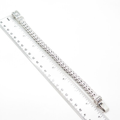 925 Sterling Silver Vintage Spiga/Wheat Link Heavy Bangle Bracelet