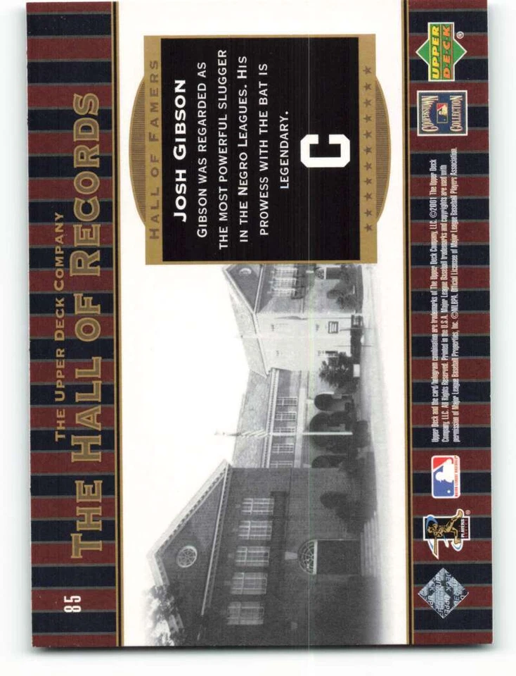 2001 Upper Deck Hall of Famers #85 Josh Gibson Pittsburgh Crawfords Baseball - Image 2 of 2