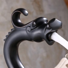 Antique Brass Dragon Faucet with Cross Handles for Bathroom Sink Mixer