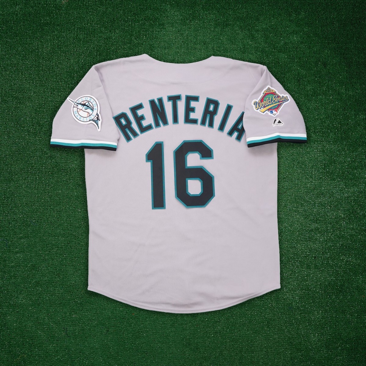 Edgar Renteria 1997 Florida Marlins World Series Men's Grey Road