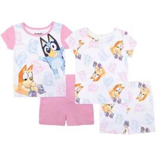 Bluey Toddler Girls' 4-Piece Cotton Short Sleeve Pajama Sets Size 2T, 3T, 4T
