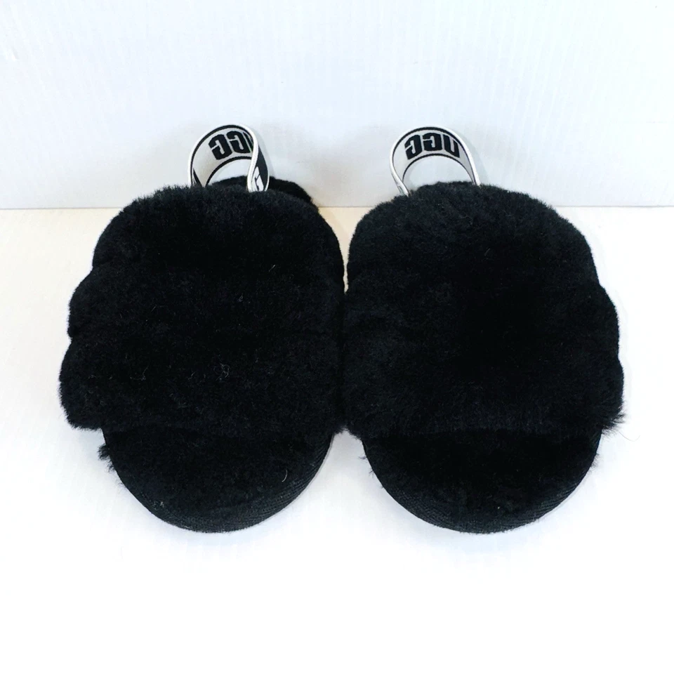 Chinelos UGG bebê menina preto fofo botas estilingue costas como mãe tamanho 7 bebê - Imagem 2 de 4