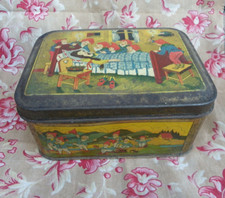 BOÎTE PUBLICITAIRE ANCIENNE MÉTAL SÉRIGRAPHIÉ BISCUITS DAMOISEAU BLANCHE NEIGE