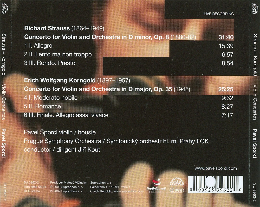 PAVEL SPORCL STRAUSS, KORNGOLD: VIOLIN CONCERTOS NEW CD 99925396220| eBay