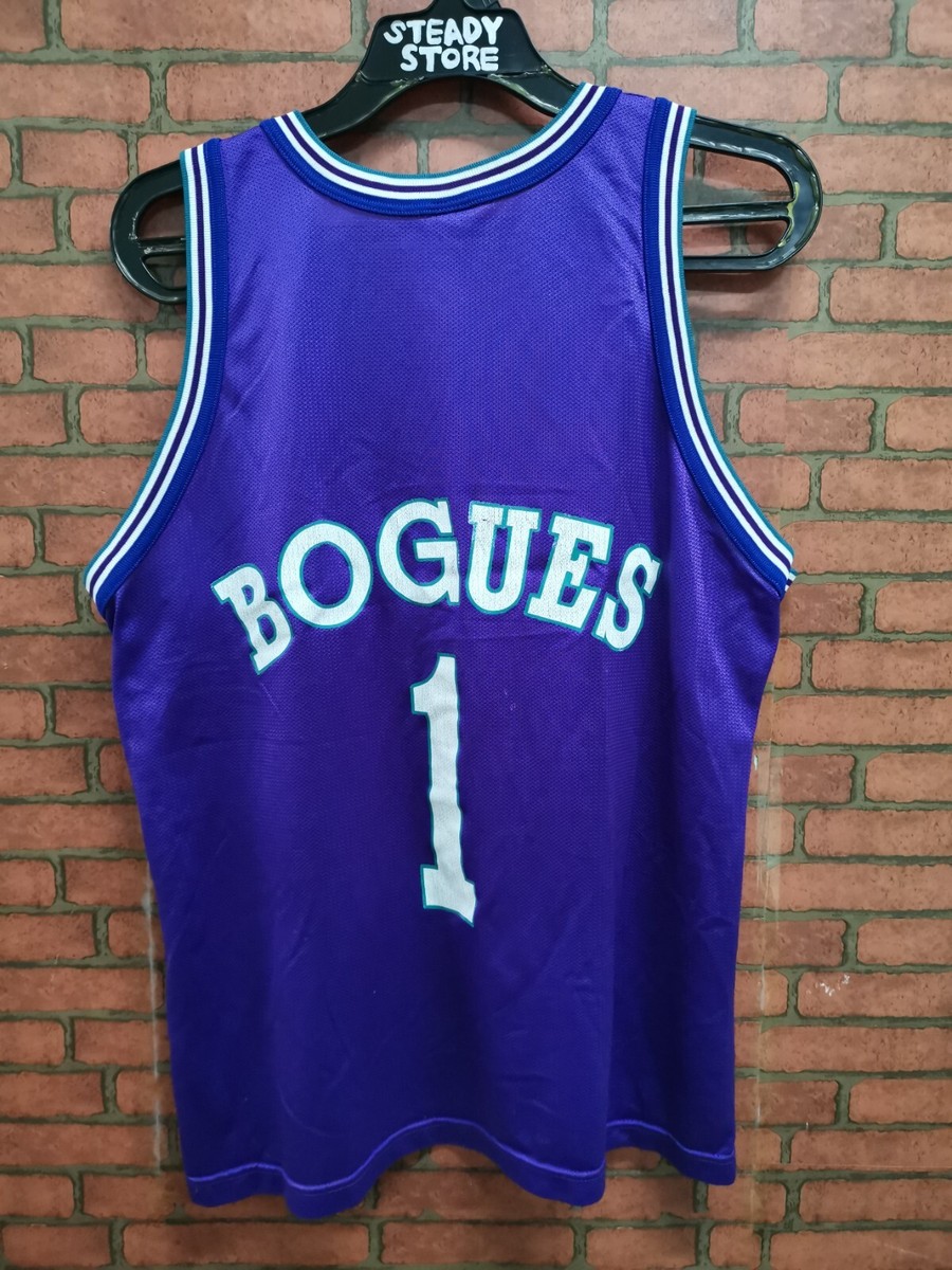 VINTAGE 90S CHAMPION MUGGSY BOGUES #1 CHARLOTTE HORNETS NBA