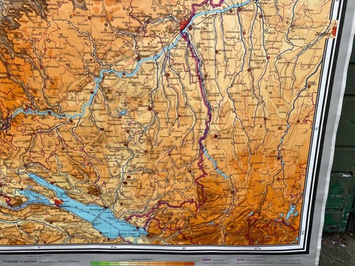 ORIGINAL VINTAGE OLD SCHOOL PULL DOWN MAP OF SOUTH WEST GERMANY 210CM X 175CM - Foto 10 di 11