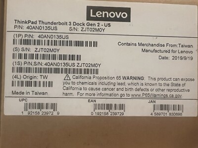 Lenovo ThinkPad Thunderbolt 3 Dock Gen 2 135W Docking Station - Black