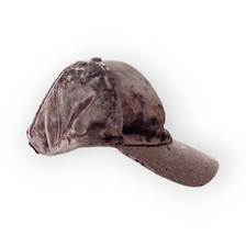 NEW Taupe Faux Crushed Velvet Disco Y2K Women Cap Hat Adjustable