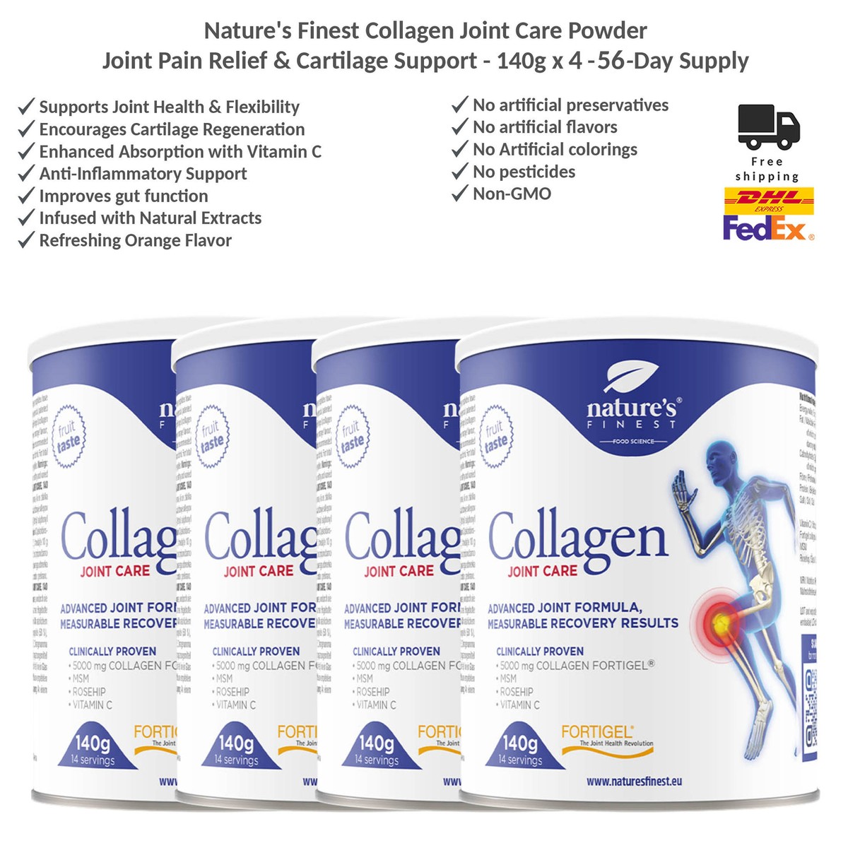 Collagène Nature’s Finest En Poudre – Saveur Fraise, 120 G, Soin De La Peau