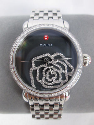 NEW Michele Black MOP Diamond Jardin CSX Limited Edition Watch