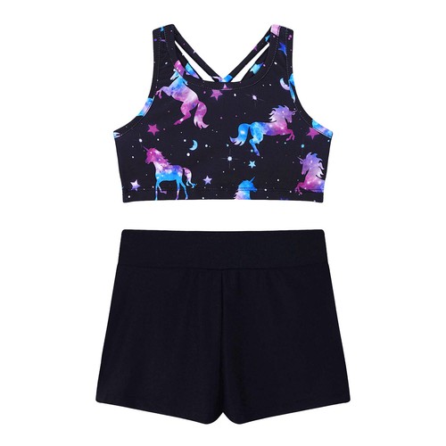 Kids Girls Swimsuit Swimwear Crisscross Back Top+Boyshorts Swim Set Beachwear - Picture 59 of 64