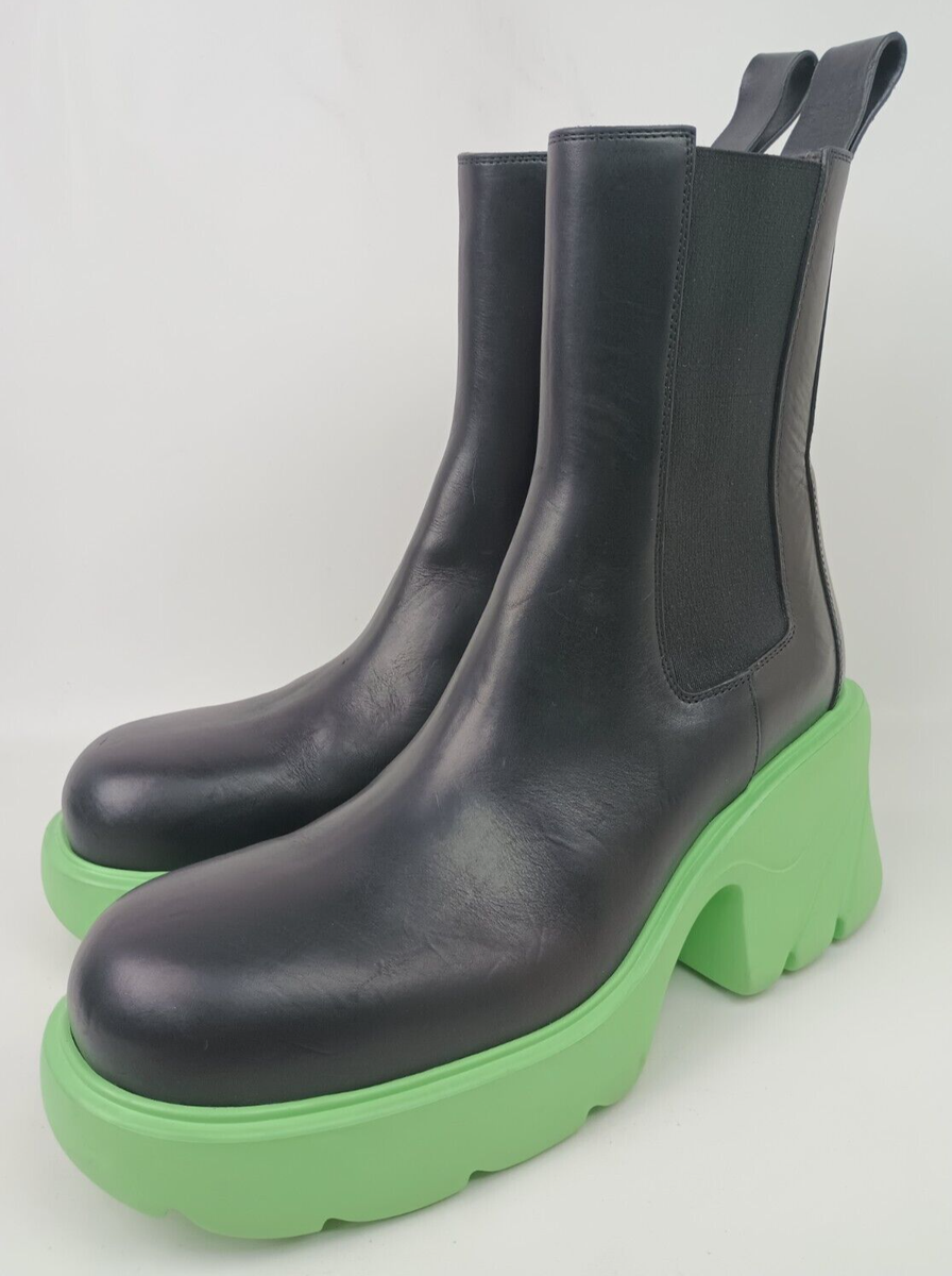 Bottega Veneta Women's Pistachio Green Leather Flash Chelsea Boots