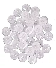 White Plain Buttons 4 Hole Button for Shirts, Sewing, Knitting PACK OF 14 TO 500