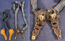 Vintage Edwardian Men's Silk Striped Sock Hose Garters Suspenders Lot 2 Pair