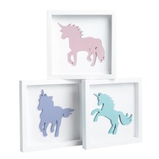 Unicorn Wall Decor Set of 3 3D Framed Unicorn Bedroom Decor for Girls, Past...