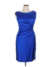 Lauren Ralph Lauren Dress Navy Satin Ruched Waist Cocktail Dress Size 0