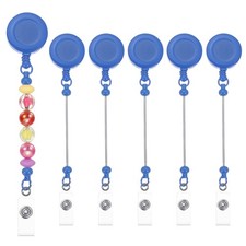Beadable Badge Reels, 6 Pcs Retractable Clips Holder, Blue