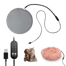USB Pet Heating Pad 5Temp Timer 140F Auto ShutOff Waterproof 12x12 Inch