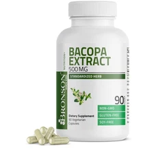 Bacopa Monnieri Extract 500 mg - Brain Support - Non GMO, Gluten Free, 90 V-Caps