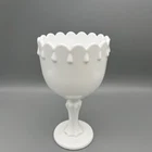Vintage White Milk Glass Tear Drop Compote Pedestal Bowl Dish