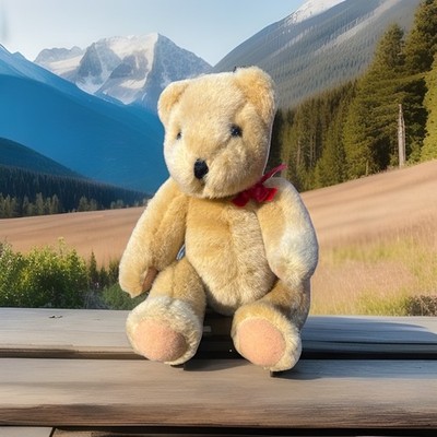 Vintage 1987 Ty Beanie Bear Jointed Classic Plush 11'' w/ Ribbon Handmade
