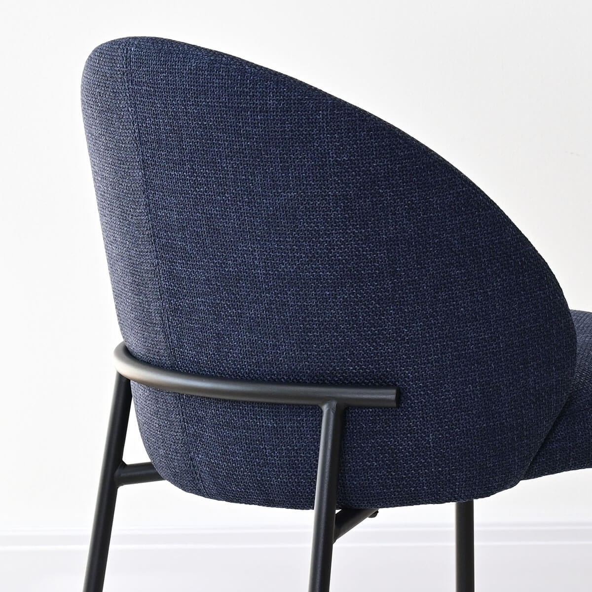 Set of 2 Modern Blue Fabric Linen Upholstered Dining Chair Curved Backrest &Legs