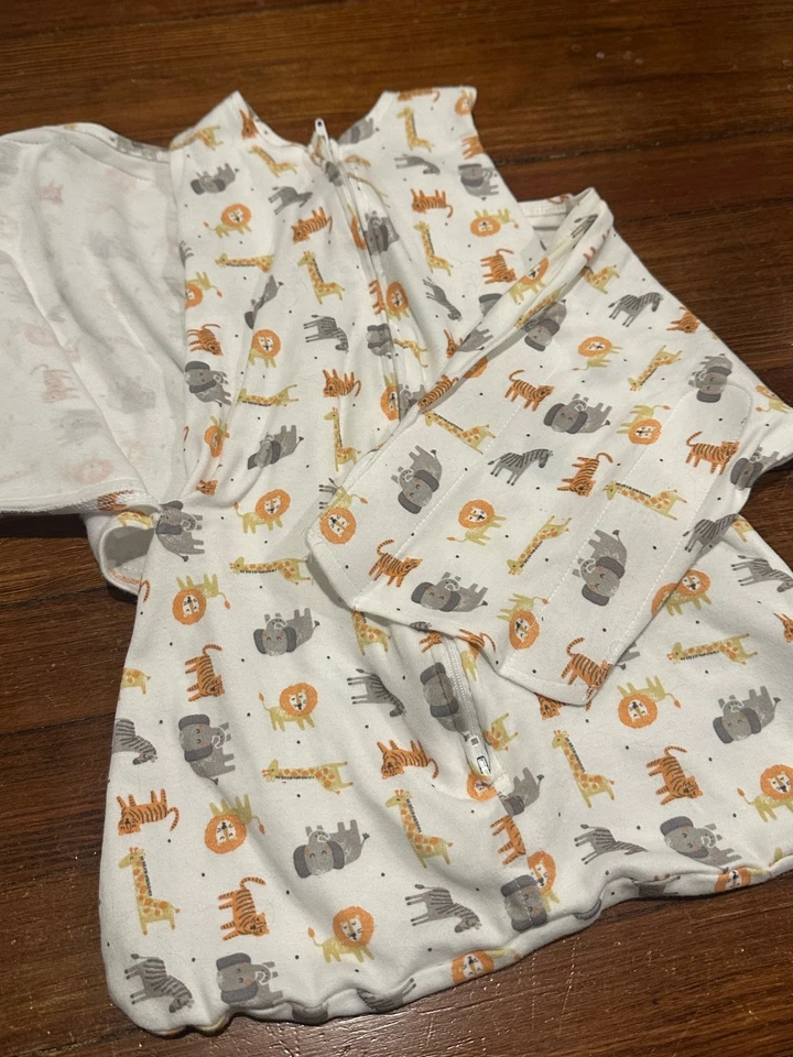 Swaddle saco de dormir HALO 0-3M - Branco com animais; algodão + poliéster, estado A+ - Imagem 3 de 4