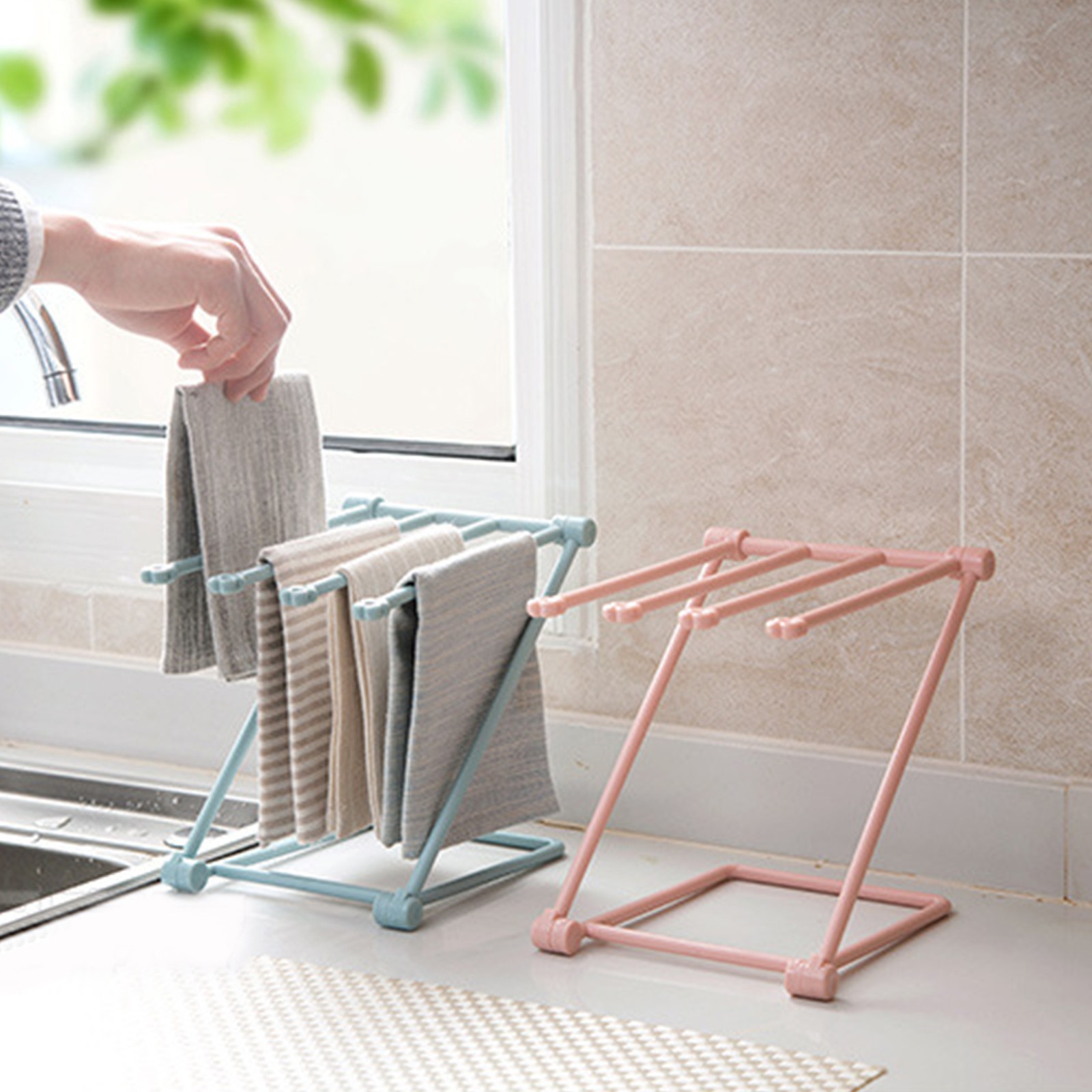 ✿ Washcloth Holder Foldable Hand Towel Holder Vertical Dish Cloth Storage Rack