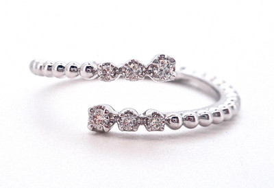 14K WHITE GOLD .09CTW ROUND DIAMOND GUARD/INSERT RING