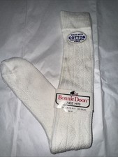 VTG 70s 80s Bonnie Doon Knee Hi Socks White Cable Knit Durene Cotton NOS Tagged